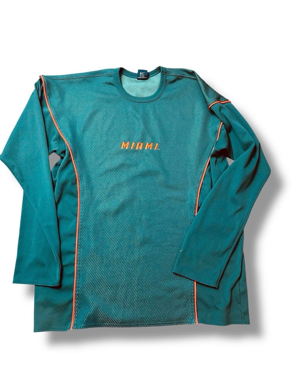 VTG 90's Miami Hurricanes Fleece Pullover Mens XXL Nike Red Label Green Orange